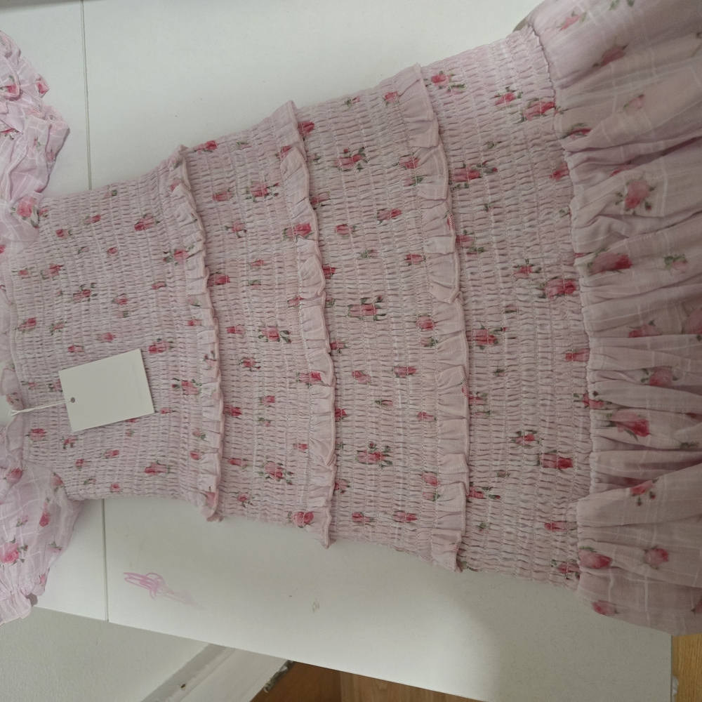 Pink Floral Smocked Dress